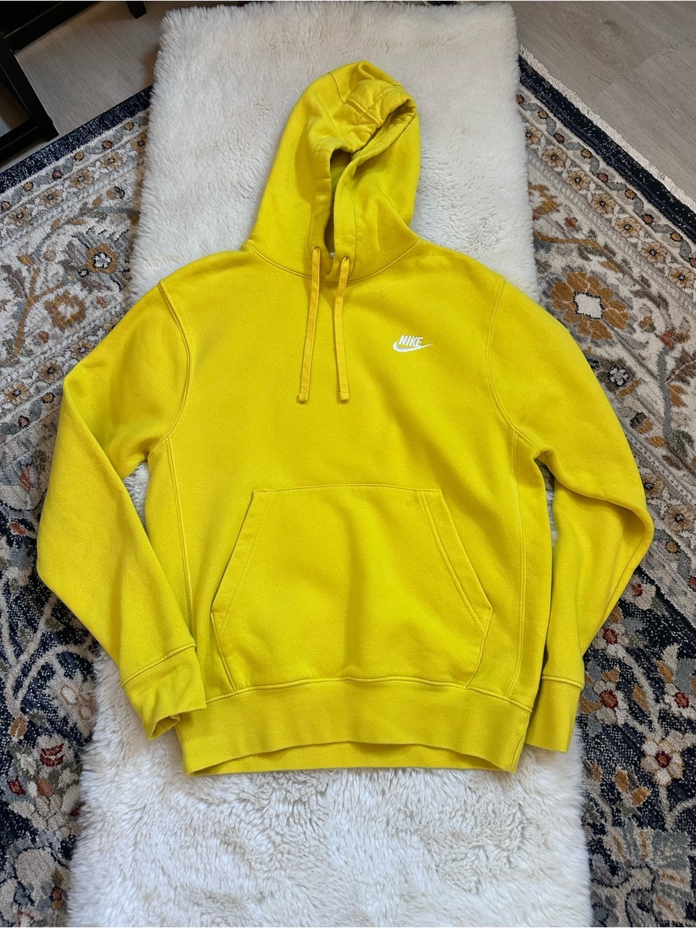 Nike Yellow Pullover Hoodie with White Logo